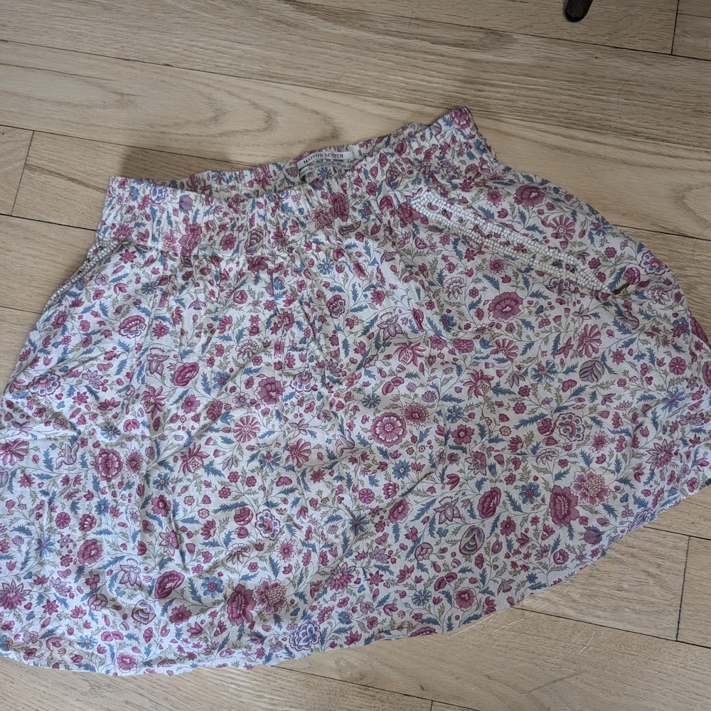 Scotch & Soda Pink and Blue Floral Skater Skirt